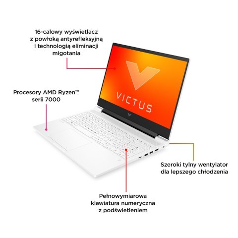 HP VICTUS 16-s0007nw Ryzen 7 7840HS 16,1"QHD AG IPS 300nits 240Hz 32GB DDR5 SSD1TB RTX 4070 8GB Cam1080p No ODD NoOS 2Y Mica Sil