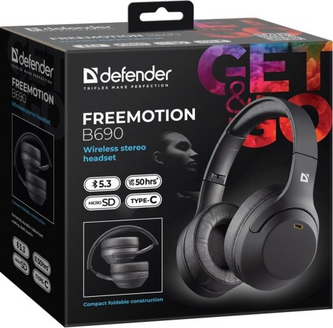 SŁUCHAWKI DEFENDER BLUETOOTH FREEMOTION B690 CZARNE