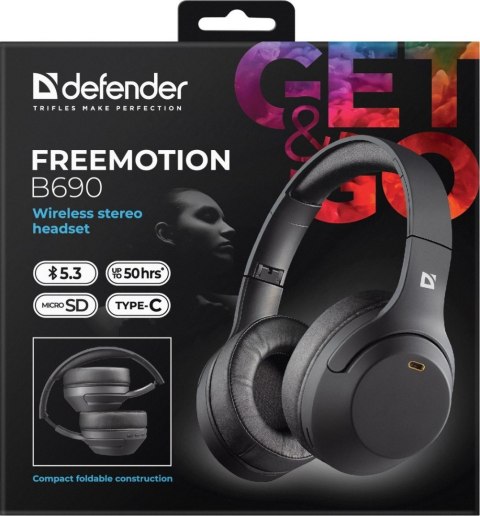 SŁUCHAWKI DEFENDER BLUETOOTH FREEMOTION B690 CZARNE