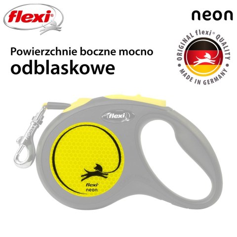 Smycz flexi automatyczna New Neon S taśma 5 m - dla psa do 15 kg, kolor żółty