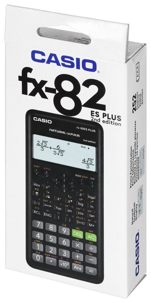 CASIO KALKULATOR NAUKOWY FX-82ESPLUS-2, 252 FUNKCJE, 77X162MM, CZARNY, BOX