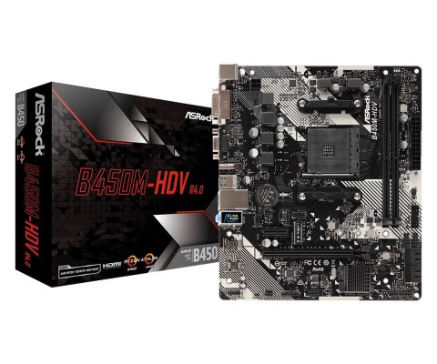 Płyta główna Asrock B450M-HDV R4.0 (AM4; 2x DDR4 DIMM; Micro ATX)