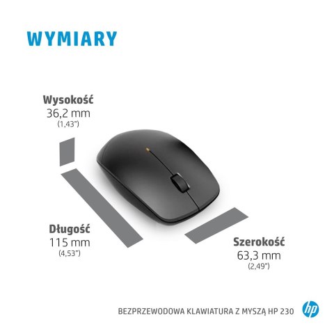 Zestaw klawiatura + mysz HP 230 Wireless Mouse and Keyboard Combo bezprzewodowe białe 3L1F0AA