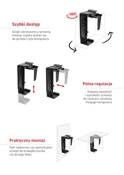 MACLEAN UCHWYT DO KOMPUTERA CZARNY MC-713B