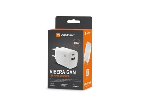 NATEC ŁADOWARKA RIBERA GAN 1X USB-A + 1X USB-C 30W BIAŁA NUC-2140