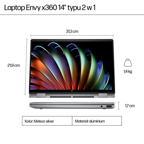 HP ENVY x360 14-fa0400nw Ryzen 5 8640HS 14,0"WUXGA Touch AG IPS300 nits 16GB DDR5 SSD512 Radeon Integrated 5MP W11Pro 2Y Glacier