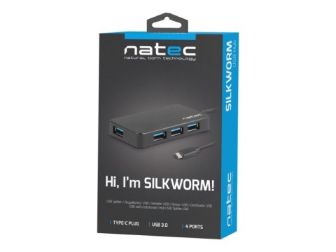 Koncentrator USB 4 porty Silkworm USB 3.0 czarny USB-C