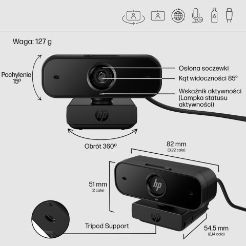 Kamera HP 430 Full HD Webcam USB czarna 77B11AA