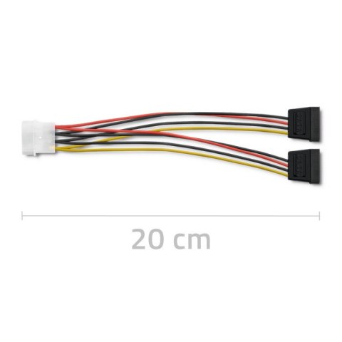 Qoltec Kabel adapter POWER MOLEX | 2xSATA | 0.2m