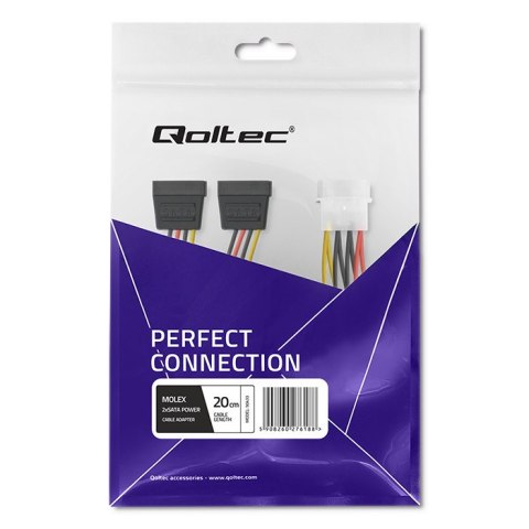 Qoltec Kabel adapter POWER MOLEX | 2xSATA | 0.2m