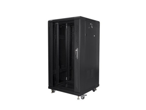 Szafa rack Lanberg FF01-6622-12B (22U; 19''; 1160 mm / 600mm / 600 mm; stojąca; Szklane; 800 kg; kolor czarny)