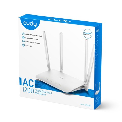 Router CUDY WR1300 LAN Gigabit AC1200 Dual Band WiFi Mesh