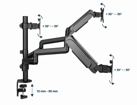 GEMBIRD BIURKOWE REGULOWANE RAMIĘ/UCHWYT NA 3 MONITORY 17-27, VESA 100X100MM, DO 7 KG