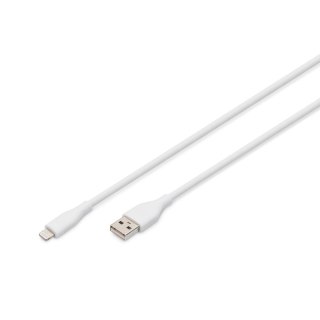 Kabel zasilający DIGITUS silikonowy USB-A - Lightning, USB 2.0 12W, 2m biały