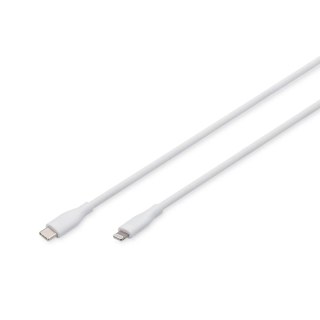 Kabel zasilający DIGITUS silikonowy USB-C - Lightning, USB 2.0 60W, 0,5m biały