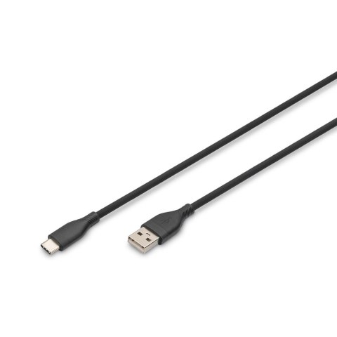 Kabel zasilający DIGITUS silikonowy USB-A - USB-C, USB 2.0 60W, 1m czarny