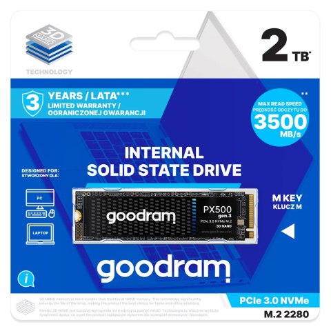 SSD GOODRAM PX500 2 TB NVMe 1.4 gen. 3 3DNAND SSD GOODRAM PX500 2 TB NVMe 1.4 gen. 3 3DNAND