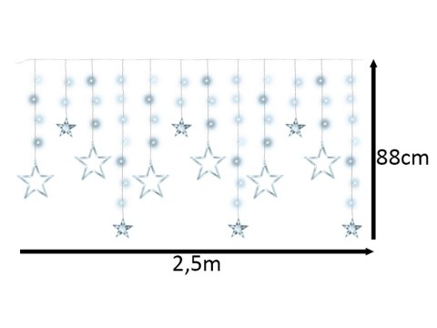 Lampki LED kurtyna gwiazdki 2,5m 138LED zimny biały