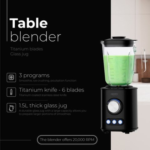 Blender kielichowy - tytanowe ostrza - szklany dzbanek 1,5l