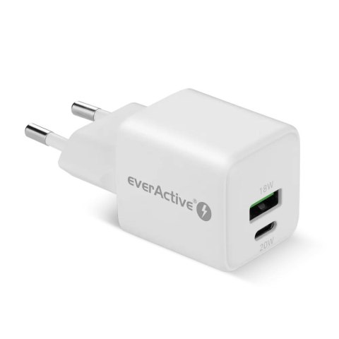 Ładowarka sieciowa everActive GaN SC-330 1x USB, 1x USB-C QC3.0 PD 20W