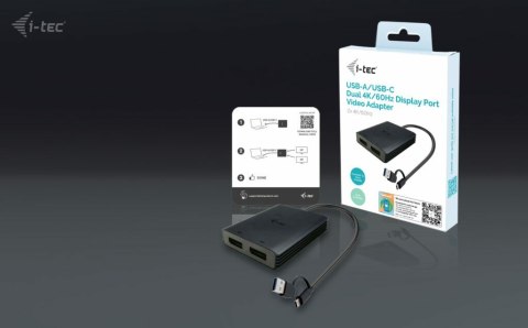 I-TEC USB-A/C 2X DP ADAPTER/DUAL 4K DP VIDEO ADAPTER