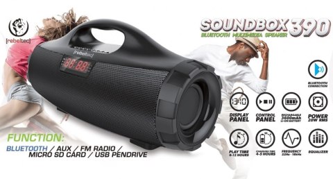 Rebeltec SoundBox 390 Przenośny głośnik Bluetooth stereo czarny, 20W RMS