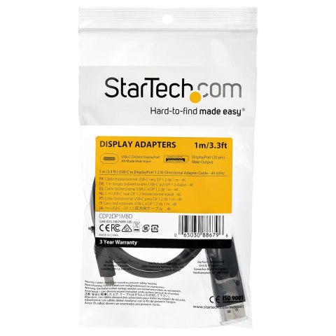 StarTech.com CDP2DP1MBD adapter kablowy 1 m DisplayPort USB Type-C Czarny