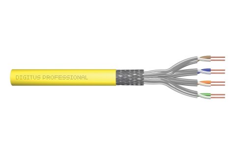 Kabel instalacyjny DIGITUS kat.7A, S/FTP, Dca, AWG22/1, LSOH, 500m, żółty, szpula