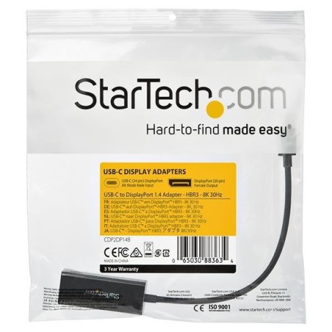 StarTech.com CDP2DP14B zewnętrzna karta graficzna usb 7680 x 4320 px Czarny