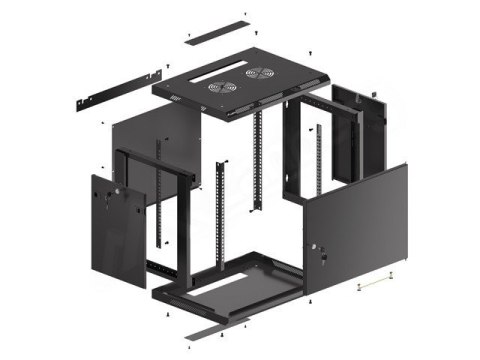 LANBERG SZAFA WISZĄCA RACK 19" 9U 600X450 DRZWI METALOWE CZARNA (FLAT PACK) WF01-6409-00B