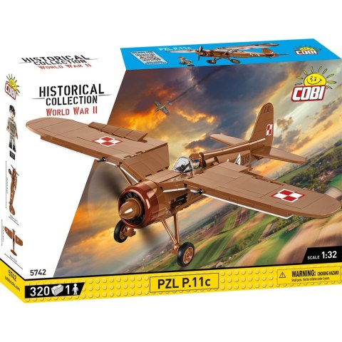 COBI 5742 Historical Collection WWII Samolot myśliwski PZL P.11c 320 klocków