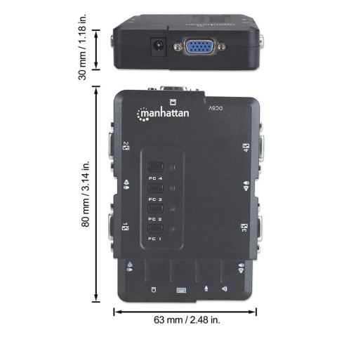 Przełącznik KVM VGA/USB 4x1 4-Portowy z Audio/Mic