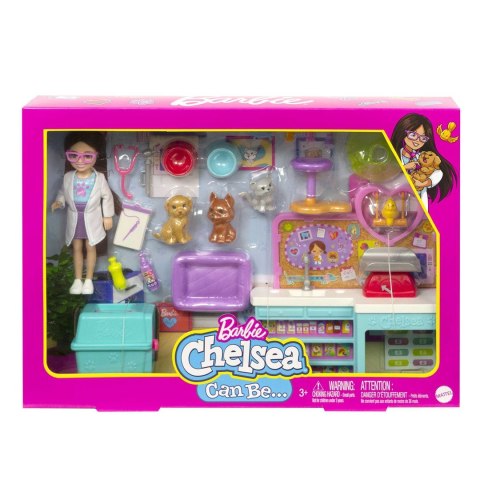 Barbie Chelsea Zestaw Weterynarz + lalka HGT12