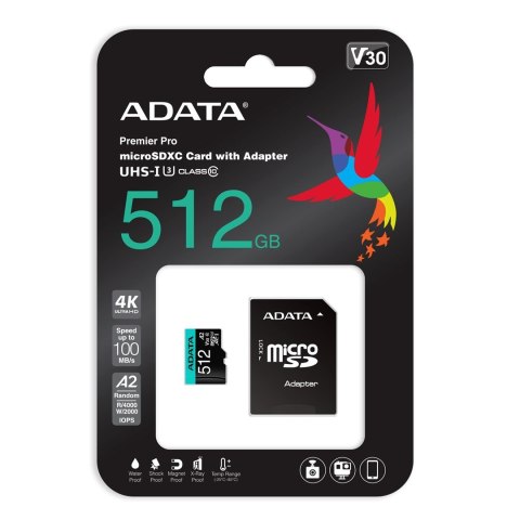 ADATA Premier Pro 512 GB UHS1 U3 V30 A2 + adapter