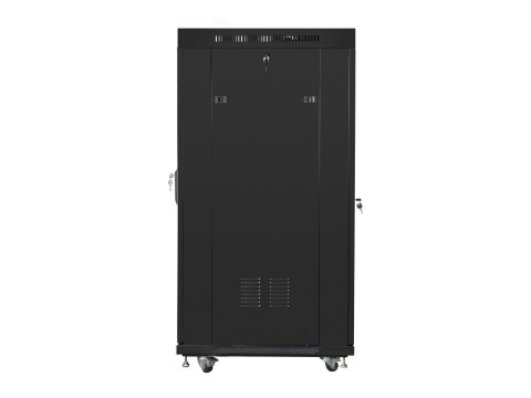 SZAFA INSTALACYJNA RACK STOJĄCA 19" 27U 800X1200 CZARNA DRZWI SZKLANE LCD LANBERG (FLAT PACK)