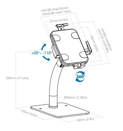 Podstawka Stojak pod Tablet 7.9-11 na Biurko Bezpieczny