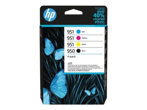 HP Zestaw 4 oryginalnych wkładów atramentowych , 950 czarny i 951 błękitny/purpurowy/żółty