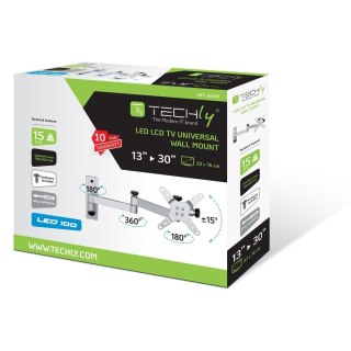 Uchwyt Ścienny TV LED/LCD 13-30 cali 15kg Obrotowy Srebrny