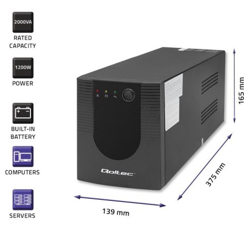 QOLTEC ZASILACZ AWARYJNY UPS LINE INTERACTIVE MONOLITH | 2000VA | 1200W