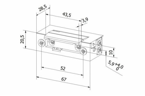 Elektrozaczep BIRA symetryczny ES1-001 12V AC/DC podstawowy