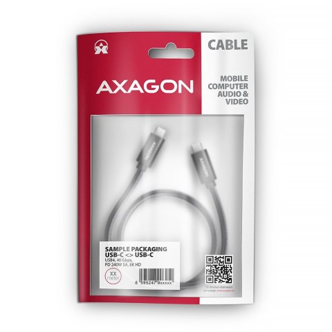 AXAGON BUCM4X-CM10AB USB-C do USB-C, USB4 Gen 3×2, 1 m, PD 240W, 8K HD, ALU, w oplocie - czarny