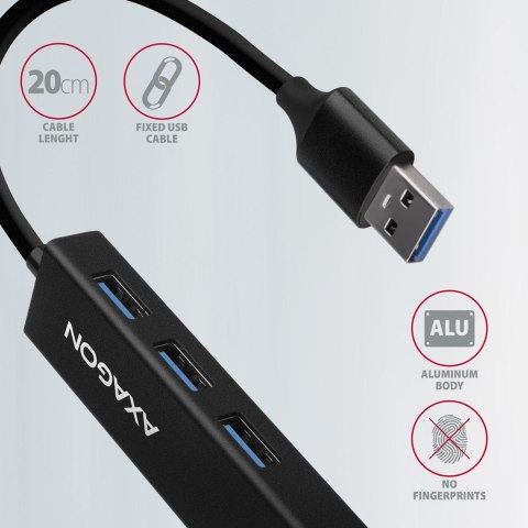 AXAGON HMA-GL3A Hub wieloportowy, USB 3.0 Typ-A, Gbit-LAN, 3x USB-A, microSD