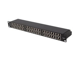 PATCH PANEL 48 PORT 1U 19" KAT.6 FTP EKRANOWANY CZARNY LANBERG