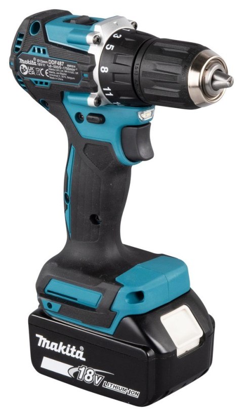 Makita DDF487RAJ wkrętak zasilany/zakrętark udarowy 1700 RPM Czarny, Zielony