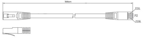 PATCHCORD KAT.6 UTP 5M SZARY