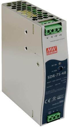 ZASILACZ IMPULSOWY NA SZYNĘ DIN MEAN WELL SDR-75-48 48V/75W/1.6A