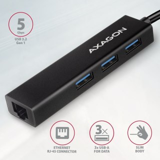 AXAGON HMC-GL3A USB-C Hub, 3x USB-A, Gbit-LAN, czarny