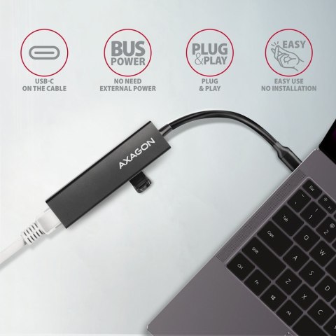 AXAGON HMC-GL3A USB-C Hub, 3x USB-A, Gbit-LAN, czarny