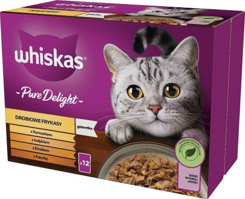 Whiskas Drobiowe Frykasy w galaretce Adult - mokra karma dla kota - saszetka - 12x85 g