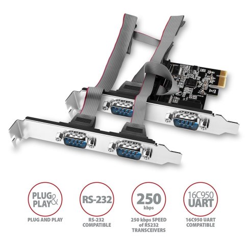 Karta sieciowa AXAGON PCEA-S4N PCIe z 4 portami szeregowymi - chipset ASIX AX99100